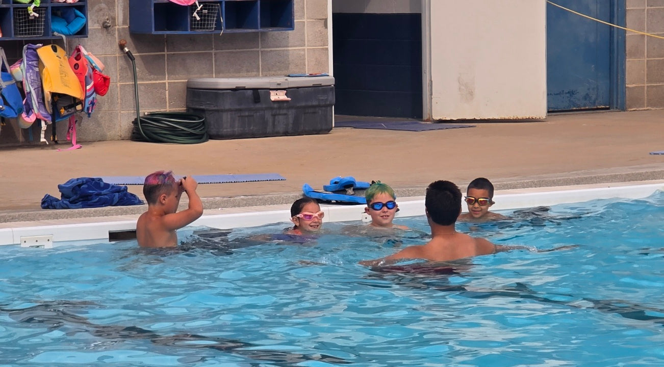 Kids in goggles at the Vale City Pool