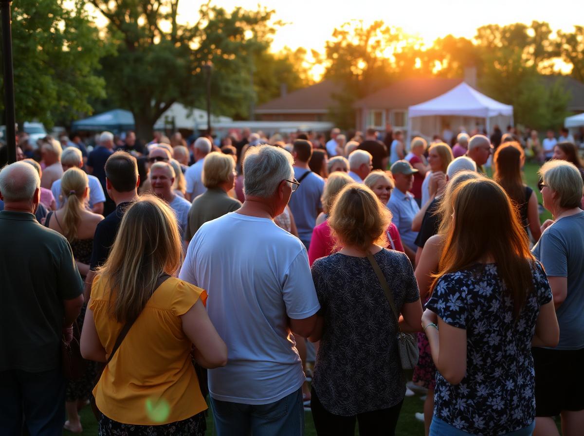 Community gathering at sunset