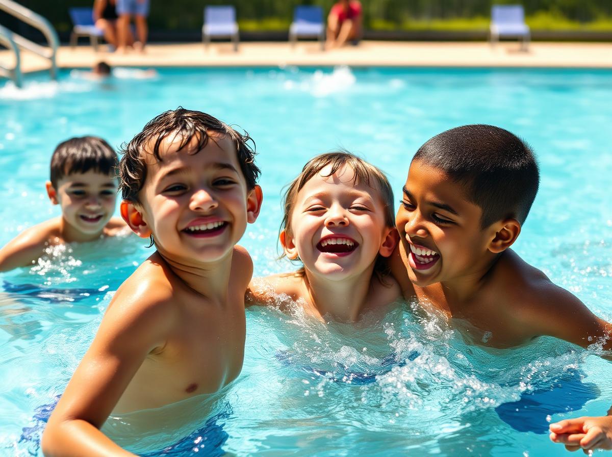 Children laughing in the Vale City pool