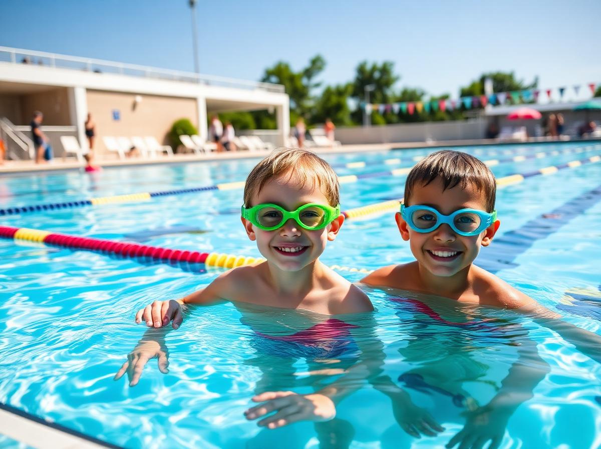 Kids in goggles at the Vale City Pool